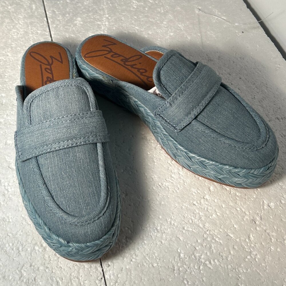 Zodiac SZ 8.5 NWOT Gizelle Blue Denim Mule Slide Resort Boho 70's Chic - Picture 6 of 12